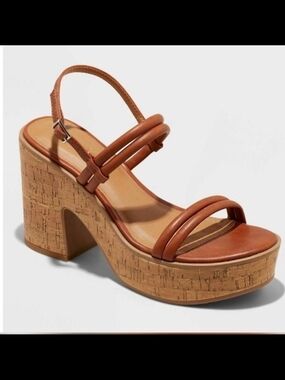 Women’s Tan Cork Platform Heel Sandals